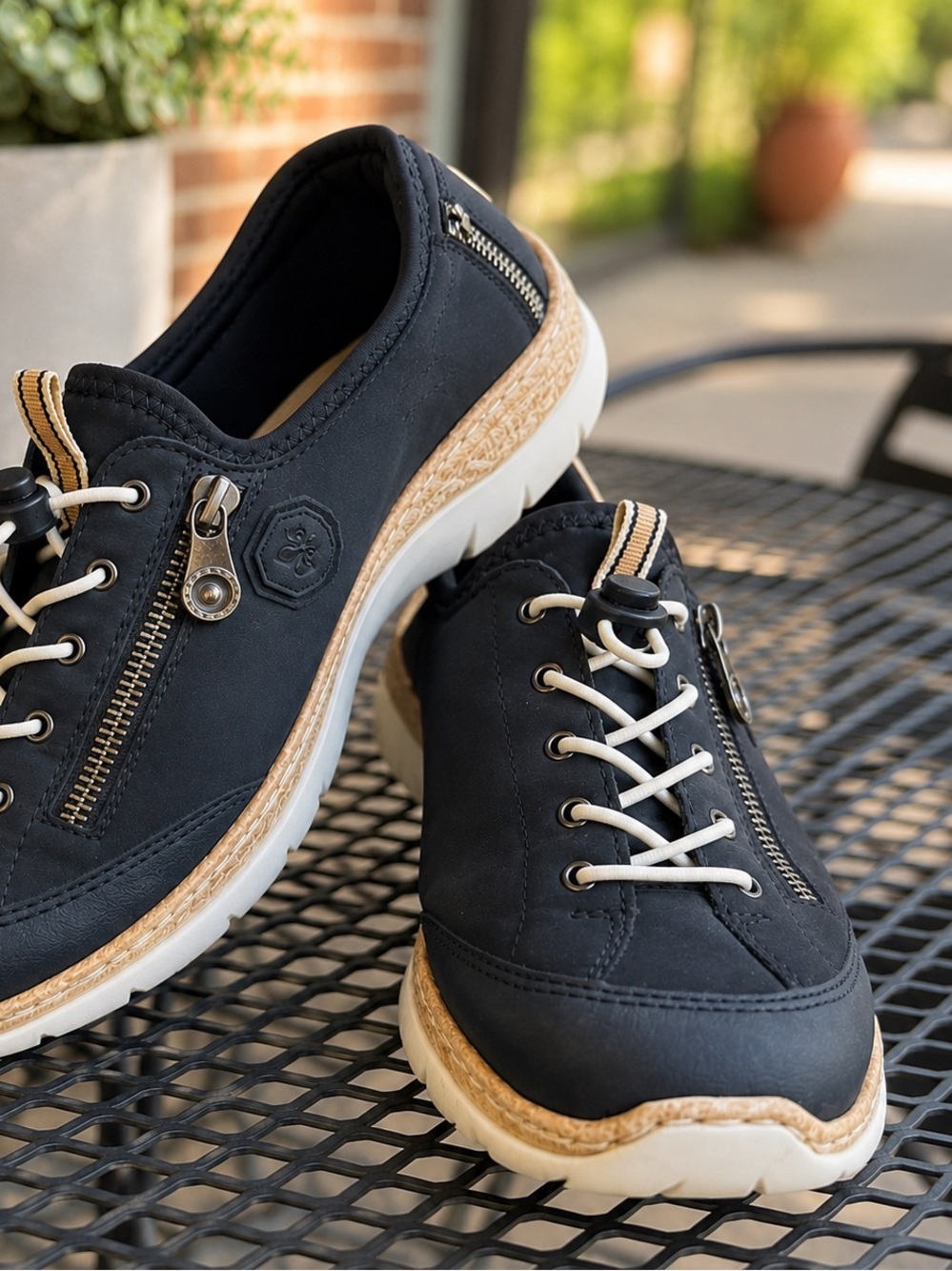 Rieker Navy Side Zip Comfort Walking Sneakers Women’s 39 8.5 9
